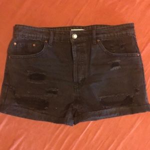 Black Denim Cut Off Shorts